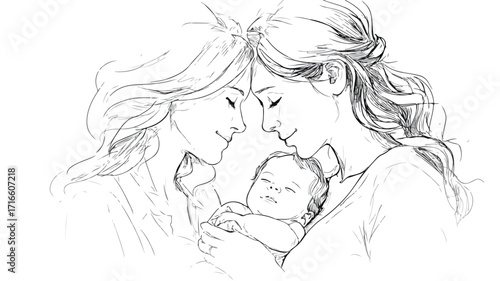 Breathtaking Moments: Pregnant Woman and Mother Embracing with Joy