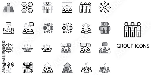 Group simple concept 24 Grew color icons set .Vector illustration.	