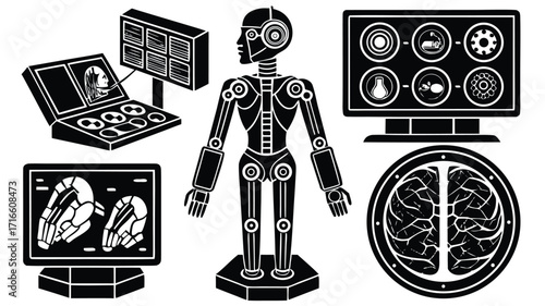 Hand drawn vintage school illustrations with science, music, and art design icons set