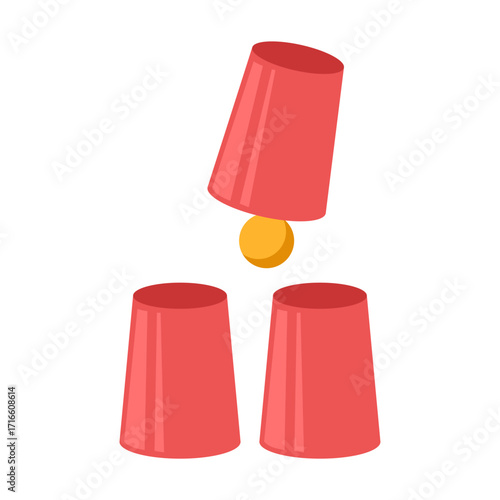 Cup and Ball Magic Trick Illustration