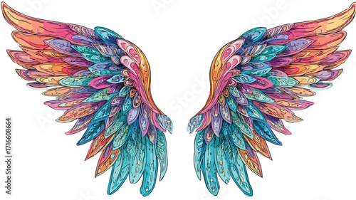 Vibrant Angel Wings Vector Illustration for Cartoons and Graphics