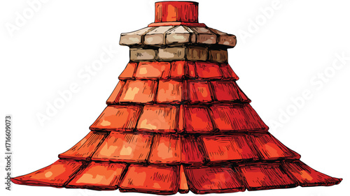 Colorful Roof and Chimney Vector Cartoon Illustration