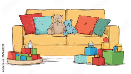 Vibrant Educational Toys Vector Illustration for Kids Learning