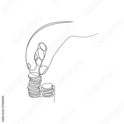 hand drawn doodle hands put coins illustration in continuous line art style vector isolated
