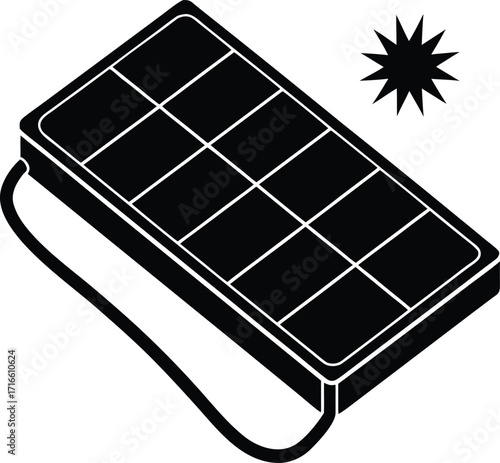Solar power bank silhouette vector art illustration