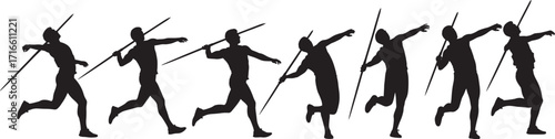 Athlete javelin throw silhouette, sports competition, track and field, running motion, strength training, Olympic sport, athletic movement, outdoor performance, fitness, power