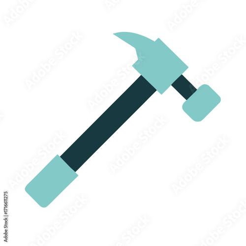 Simple flat design illustration of a claw hammer tool