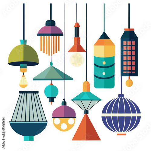 Collection of colorful and modern hanging pendant light fixtures