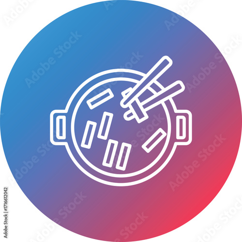 Tteokbokki Line Gradient Circle Background Icon