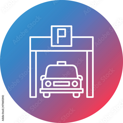 Car Park Line Gradient Circle Background Icon