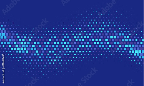 Abstract. Blue Digital Pixel Pattern Background. Technology or Science Research Presentation Backdrop.