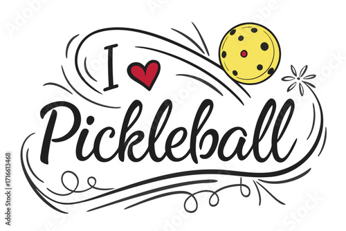 Show Your Passion for Pickleball with this Fun Design Featuring a Ball and Heart Accent, Perfect for Enthusiasts and Sporty Merchandise