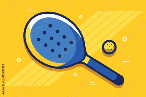 Get Active with a Vibrant Padel Racket and Ball on Sunny Court Ready for Fun Fitness Games & Recreational Sport, Perfect for Health & Wellness Projects