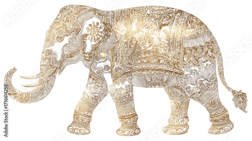 Elegant Vintage Indian Elephant Vector Illustration