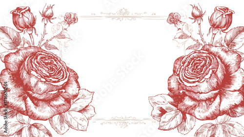 Elegant Vintage Wedding Invitation Card with Rose