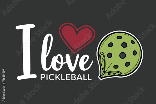 Express your love for pickleball with this playful design, ideal for t-shirts, mugs, and social media posts to show your passion for the game