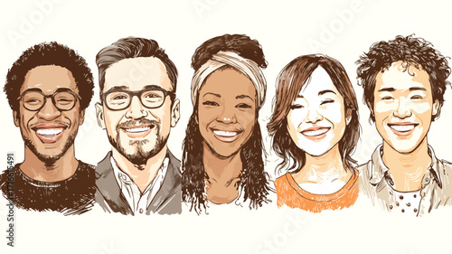 Professional Multiracial Male Female Portrait Smiling Happily