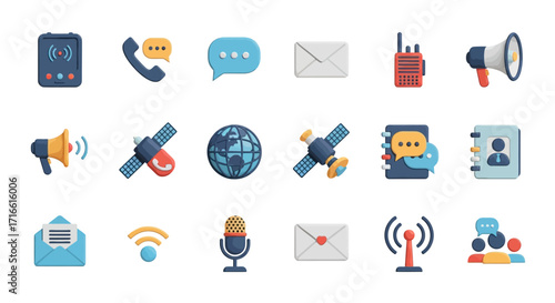 Collection of Modern Communication and Technology Icons.