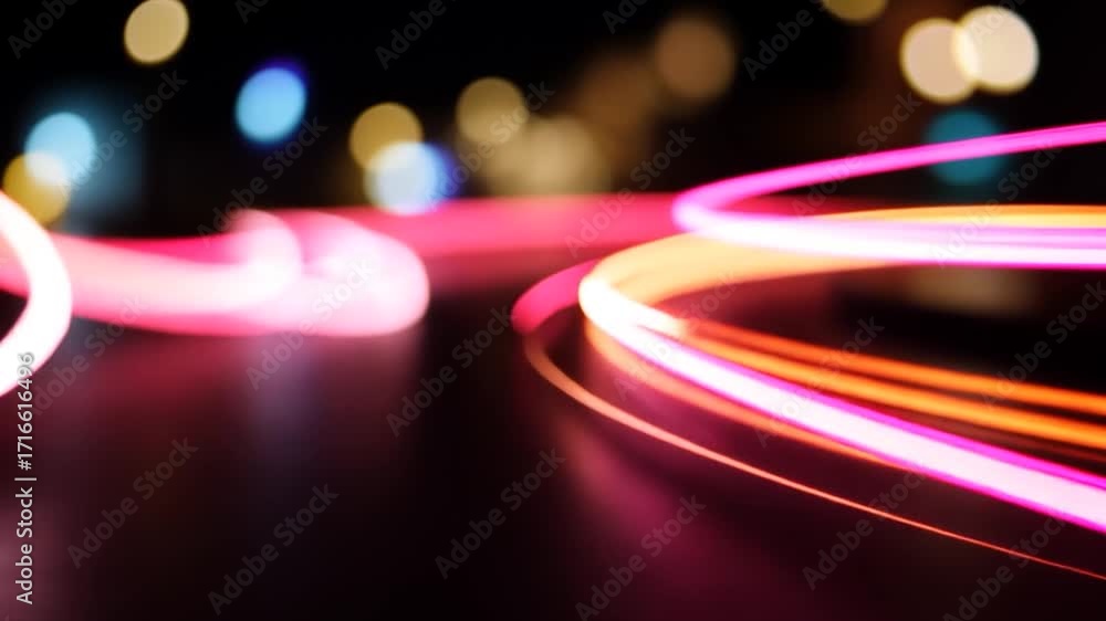 Abstract Light Trails Speed Motion Blur Background.