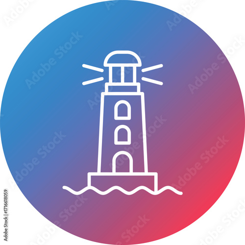 Lighthouse Line Gradient Circle Background Icon