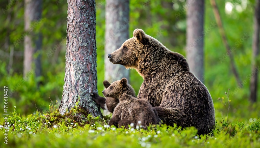 Obraz premium Brown bears in forest