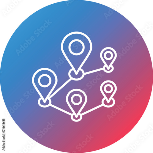 Multiple Destinations Line Gradient Circle Background Icon