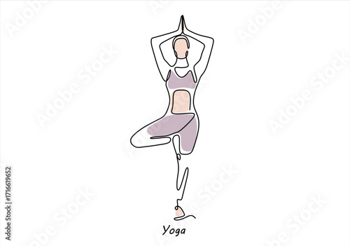 Yoga Pose Continuous Line Drawing. line icon-continuous line drawing. Editable stroke.