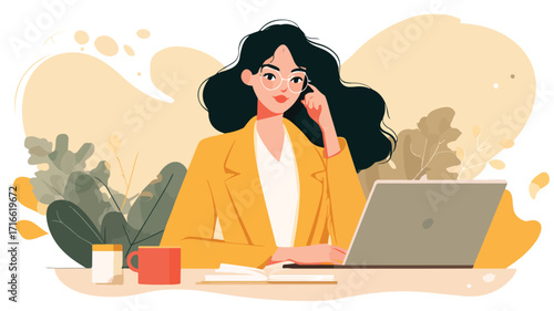 Confident Businesswoman in Elegant Attire Managing Office Administration Tasks Efficiently