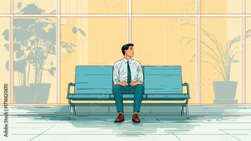 Professional Man Waiting and Resting on a Bench