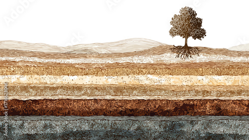 Soil Layer Infographics: Earth Texture & Horizon Environmental Illustration