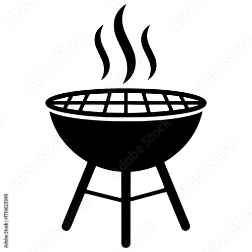 Simple barbecue grill with smoke, BBQ svg, grilling svg, outdoor cooking svg, picnic svg