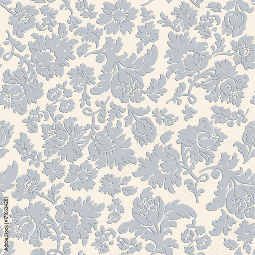 Vector damask seamless pattern background. Classical luxury old fashioned damask ornament, royal victorian seamless texture for wallpapers, textile, wrapping. Exquisite floral baroque template