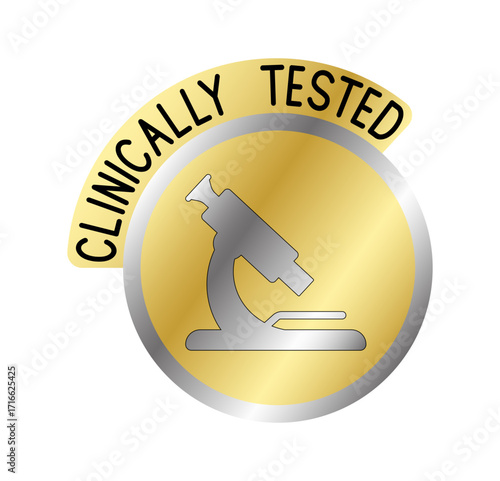 Clinically tested icon. Microscope icon. Stamp, badge, or logo indicating a clinically tested formula. Medically approved product label. Laboratory analysis seal. EPS 10 Vector illustration