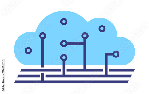 Cloud technology icon. Cloud storage service. Data center, network connection, database backup storage platform, digital service. EPS 10. Vector illustration