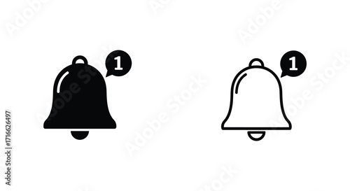 Two black bell icons with red notification bubbles displayed clearly
