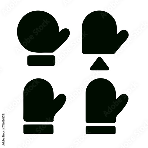 Vector art of collection of winter mittens icon set of different mitten designs for cold weather winter accessory for hand protection seasonal clothing item
