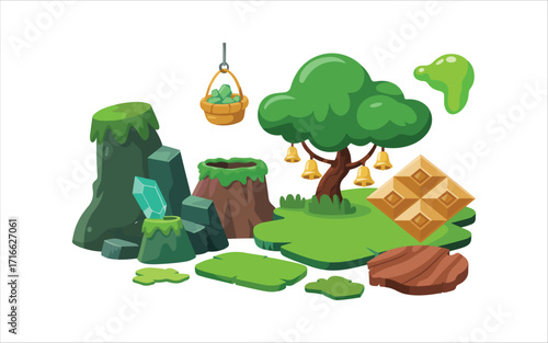 Various tree vectors. Forest and nature concept. Collection of different tree symbols. Education and training poster design.