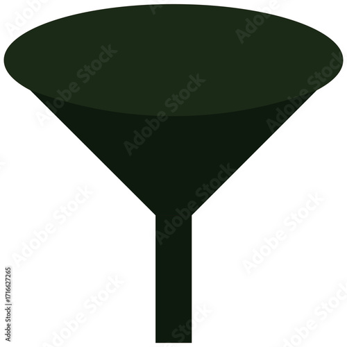 Dark green funnel with a wide opening and narrow stem