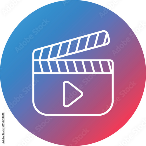 Clapperboard Line Gradient Circle Background Icon