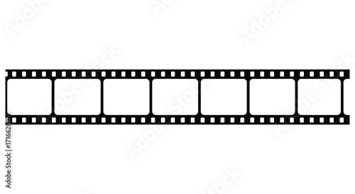 A simple illustration of a classic film strip with empty frames