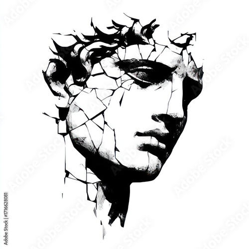 Antique man face art