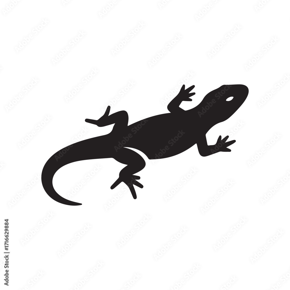 Naklejka premium Black Lizard Silhouette Isolated on White Background
