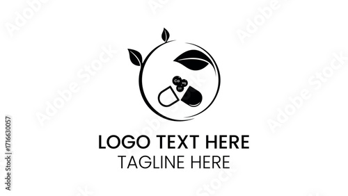 Natural supplement logo design featuring calcium, magnesium, vitamin D3 for wellness brand identity, symbolizing health and vitality in a modern style