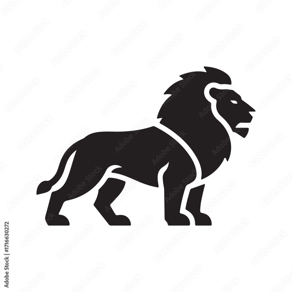 Obraz premium Black Silhouette of a Majestic Standing Lion
