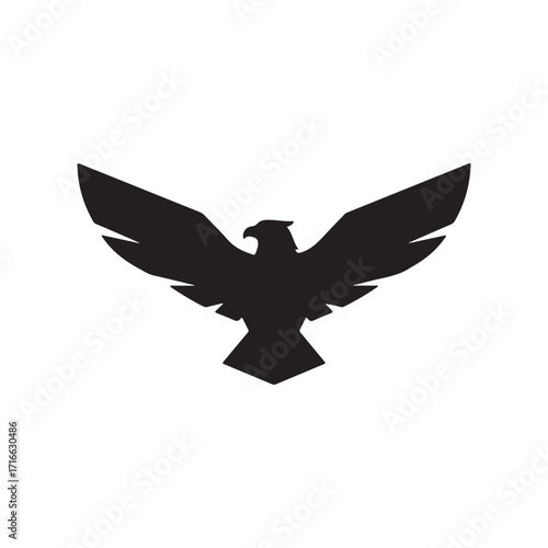 Stylized Black Flying Bird Silhouette for Logo or Icon Design