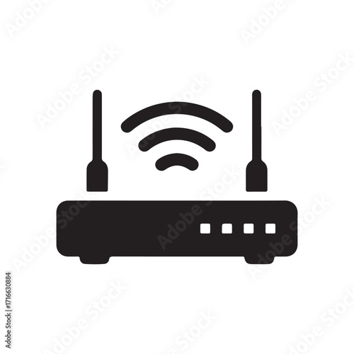 Wireless Router Device with Wi-Fi Signal Icon