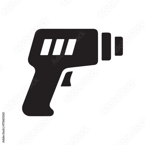 Black Silhouette Icon of a Non-Contact Infrared Thermometer