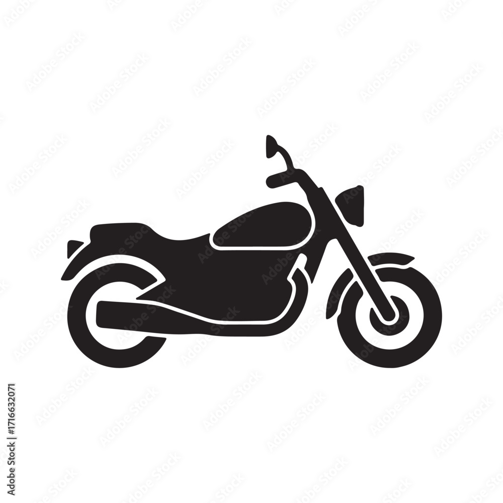 Fototapeta premium Black Motorcycle Silhouette Icon on a White Background