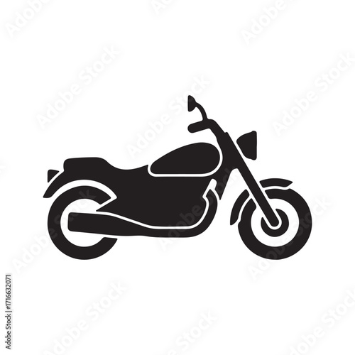 Black Motorcycle Silhouette Icon on a White Background