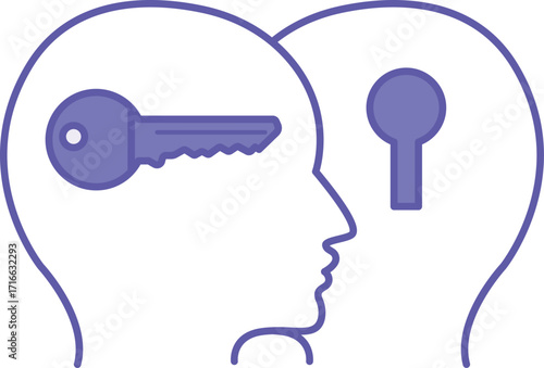 Colored Mentor Icon. Vector Illustration. Man with a Key and Man with a Keyhole. Teacher Imparting Knowledge and Experience. Teacher and Education Concept